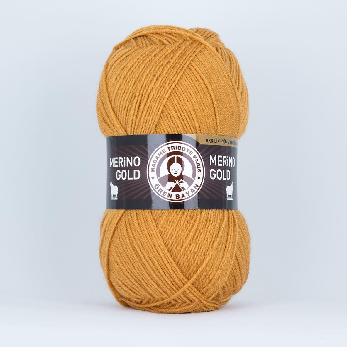 Madame Tricote Paris Merino Gold 100g (vilna, akrilanas) - Pasaulio Siūlai