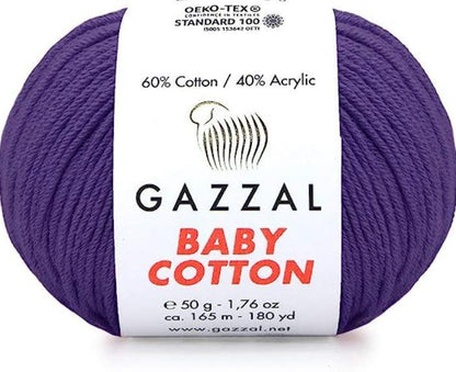 Gazzal Baby Cotton siūlai 50g (medvilnė, akrilanas) - Pasaulio Siūlai