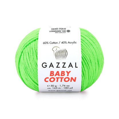 Gazzal Baby Cotton siūlai 50g (medvilnė, akrilanas) - Pasaulio Siūlai