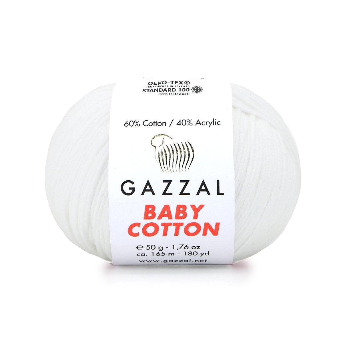 Gazzal Baby Cotton siūlai 50g (medvilnė, akrilanas) - Pasaulio Siūlai