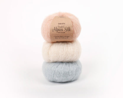 DROPS Brushed Alpaca Silk siūlai 25g (alpakos, šilkas) - Pasaulio Siūlai